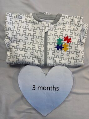 Tuffy Gray and White puzzle design Onesie